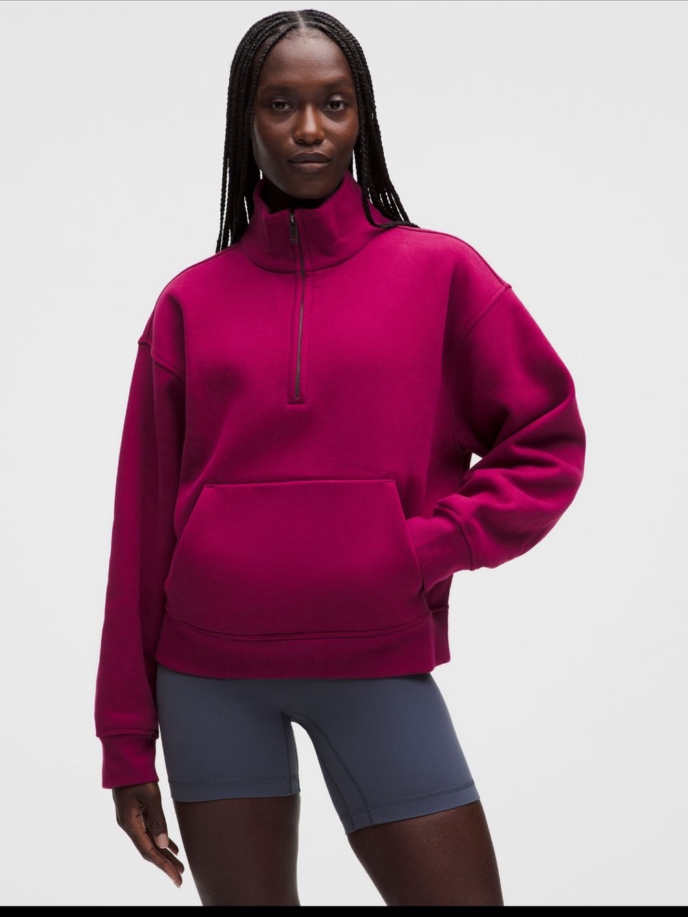 #1029 lululemon SteadyState SuperLoft Funnel Neck Half Zip Raspberry Rave XL NWT